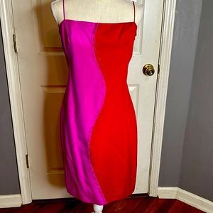 David Meister color block dress with beading size 8